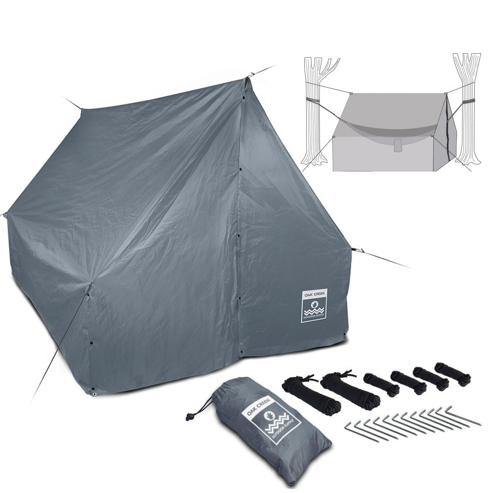 Cheap Goat Tents Ultralight Poleless Tent Multifunctional Canopy Hanging Tree Tarp A line Hammock Cover Sunshade Shelter Silver Coated Awning   